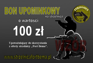Bon upominkowy, strzelnica 100PLN