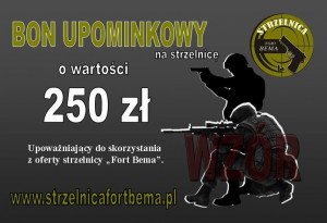 Bon upominkowy, strzelnica 250PLN